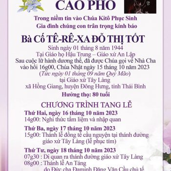 Bà cố cha xứ GX Trà Vy Tê rê xa Đỗ Thị Tốt